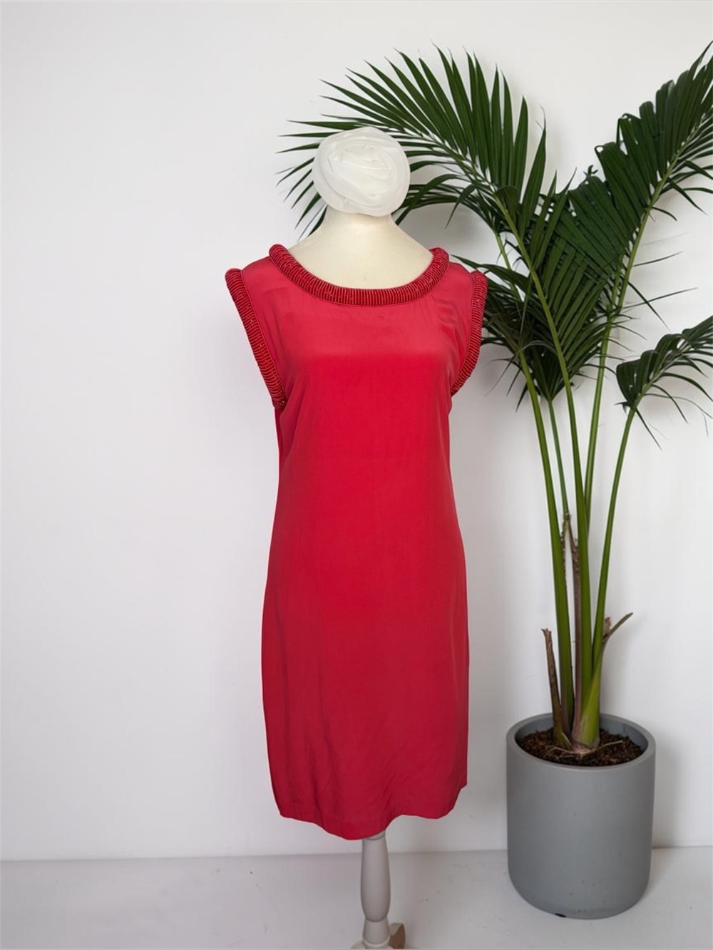 Roberta Freymann Silk Fuchsia Sleeveless Shift Dress